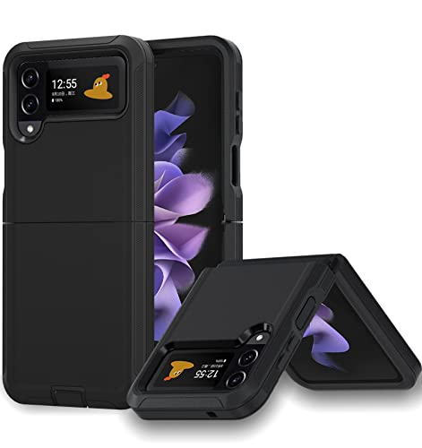 Galaxy Z Flip 4 Case, Galaxy Z Flip 3 Case, Samsung Z Flip 4 Case, Rugged Durable Shockproof Dustproof Protective Cover For Samsung Z Flip 4 5G/Z Flip 3 5G (Black) #TOP21