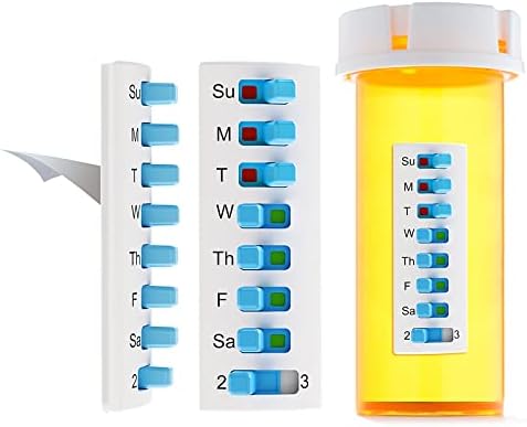 Pill Reminder 10Pack,Pill Tracker(Slide Left to Right),Reusable Medication Tracker on Bottle,Easy to use Medicine Reminder,3 Times a Day 7 Days a Week Convenient Medicine Reminder for Home