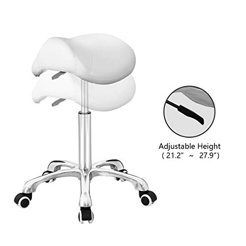 Antlu-Saddle-Stool-Rolling-Chair-for-Office-Massage-Salon-Technician-Kitchen-Spa-DraftingAdjustable-Hydraulic-with-Wheels-Without-Backrest-White