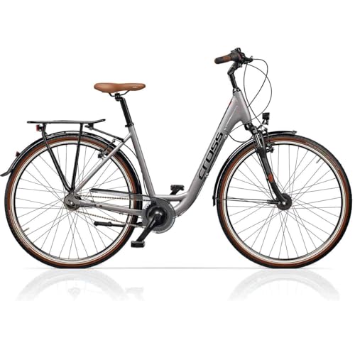 Airtracks Bicicleta de ciudad para mujer, 28 pulgadas, LS Wave Cross Citerra, 7 marchas, freno de contrapedal, dinamo de buje, altura del marco gris, altura del marco 45 cm y 50 cm, modelo 2026 (55 cm