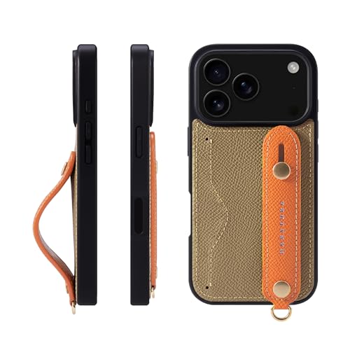 HANATORA for iPhone 17Pro �P�[�X �{�v �ϏՌ� �w�ʃx���g �J�[�h�|�P�b�g �X�}�z�P�[�X �X�}�z �X�^���h�@�\ �l�b�N �X�g���b�v �t�� �G���{�X���U�[ �M�t�g �}�O�l�b�g�Ȃ� �g�[�v+�I�����W NCGH-17Pro-Taupe-