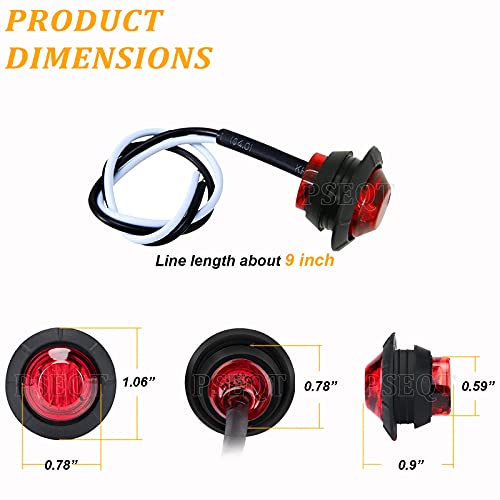 Pseqt 3/4" Round Led Side Marker Clearance Lights Front Rear Marker Indicators Tail Light Waterproof For Trailer Truck Car Bus Van Pickup Rv Atv Wrangler (10Pcs Red & 10Pcs Amber) #TOP6
