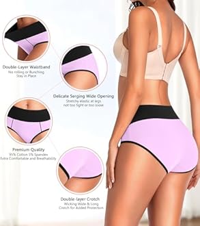 Eiggam Underwear for Women Cotton High Waist Panties Full Coverage Briefs Soft Strech Ladies Breathable Panties-Multi Pack