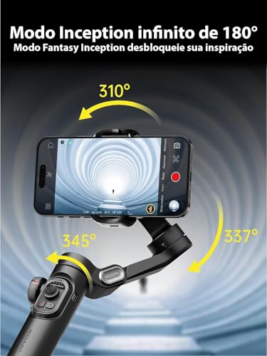 Gimbal Estabilizador Portátil de 3 Eixos com Tripé de Aderência para Celular,Estabilizador cardan Mo