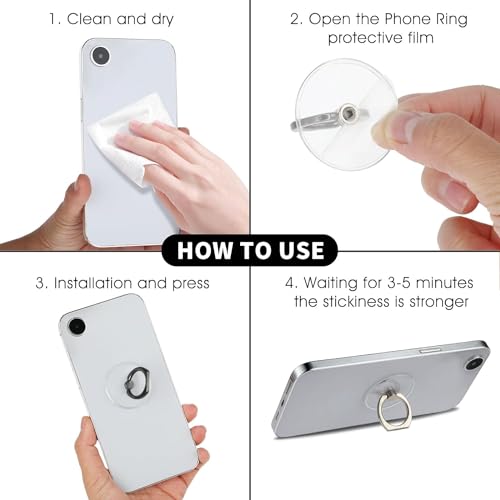 Image of KolorFish Transparent Phone Ring Stand Holder Mobile Phone Ring Holder Finger Grip 360 Degree Rotation (Transparent Round)