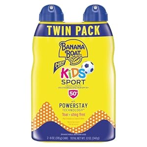 Banana Boat Kids Sport Sunscreen Spray SPF 50 Twin Pack | Childrens Sunscreen, Kids Sunblock Spray, Oxybenzone Free Sunscreen for Kids, Spray On Sunscreen SPF 50, 6oz each