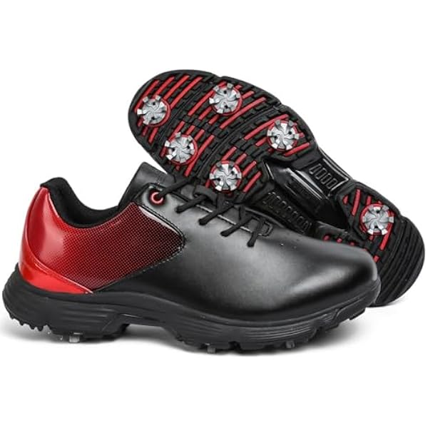 Męskie wodoodporne buty golfowe profesjonalne buty golfowe z kolcami antypoślizgowymi i cholewką ze skóry z podparciem łuku stopy