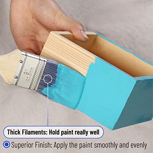 Bates 4 Pack Professional Paint Brush Set - Treated Wood Handle, Small & Stain Brushes