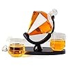 Creative Whisky Decanter Globe Set, Glaswerk voor diamantvorm, met 2 glazen en houten basis whisky-bril
