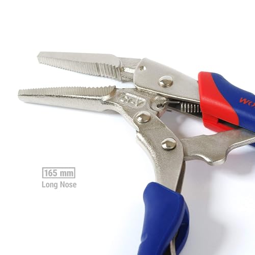 WORKPRO 3-Piece Locking Pliers Set, Cr-V Steel Mole Grips, Quick-Release & Self-Locking with Soft Handle, 250 mm & 180 mm Curved Jaw, 165 mm Straight Jaw