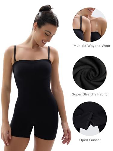 Image of SHAPERX Strapless Shortie Bodysuit for Women Tummy Control Shapewear Seamless Sculpt Body Shaper with Removable Straps