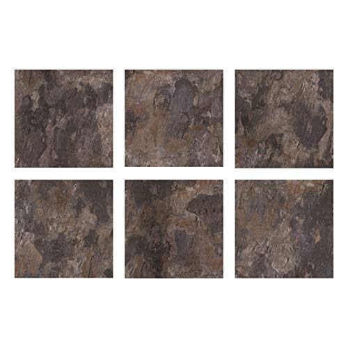 FloorPops FP3330 Brownstone Peel & Stick Peel and Stick Floor Tiles, Brown 12 inch x 12 inch