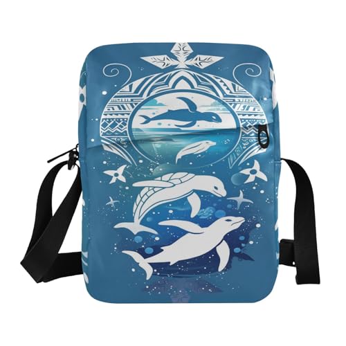 Boho Dolphin Blue small messenger bag for men mens crossbody bag small Purse For Teens Adjustable Strap for Travel outdoor sports