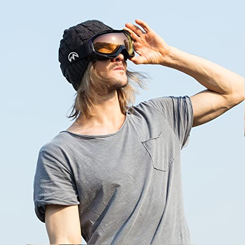 Image of OutdoorMaster Ski Goggles OTG - Over Glasses Ski /Snowboard Goggles for Men, Women & Youth - 100% UV Protection (Blackframe Orangelens VLT65%)