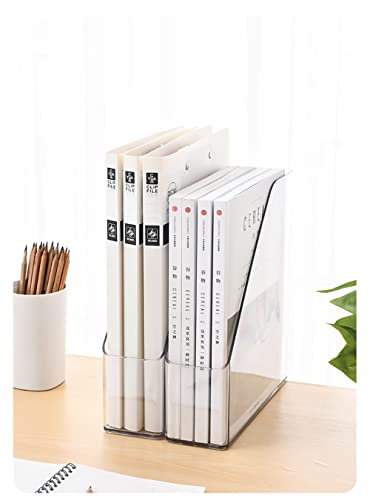ICCGBHGO Magazine Holder, Clear Plastic Vertical File Magazine Organizer, Desktop File Magazine Book Storage Shelf for Office Desk(2PCS)