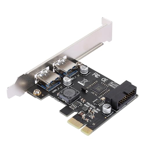 PCIe USB 3.0 Card, PCI Express to 2 Port USB 3.0 Expansion Card Super Speed 5Gbps, Internal Desktop PC PCIe USB3 Hub Controller Adapter, with 19Pin/20Pin Port