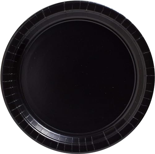 Image of PRETTY UR PARTY Black Paper Plates, 9inch Biodegradable Round Party Plates, Disposable Paper Plates for Cakes, Dessert, Snack, Fruits, 9 inch - Pack of 20 pcs