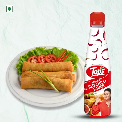 Image of TOPS Red Chilli Sauce -650 gm | No Artificial Colours & Flavours | Made with carefully curated, finely-chopped Red Chillies, Vinegar, and Garlic