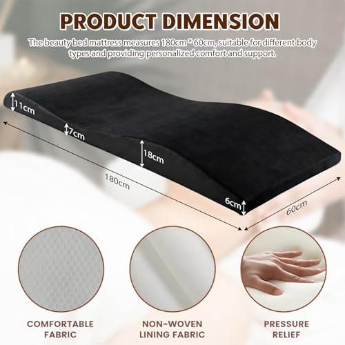 Kosmetik Matratze für Wimpernverlängerungen, 180x60 cm Wimpern Bett Matratze Wimpern, Schönheitssalon-Bettmatratze, Massagetisch Lash Bett, Massagebett-Topper Wimpernbett für Kosmetikliege Spa-Massage