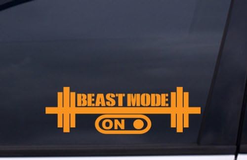 BEAST MODE ON Sticker (design#2) ORANGE 9"x2.75"