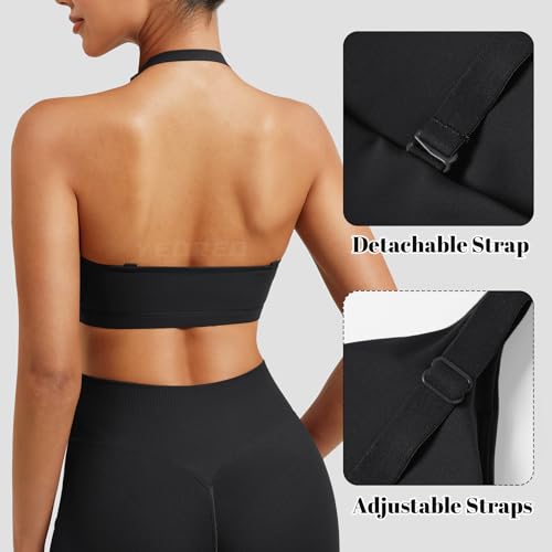 YEOREO Sports Bras for Women Open Back Workout Gym Bra Padded Medium Impact Yoga Tops with Ajustable Back Straps4
