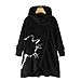 Cappotto da donna in peluche a forma di orsacchiotto lungo con cappuccio, giacca in pile, giacca invernale, giacca autunnale in pile, Nero , M