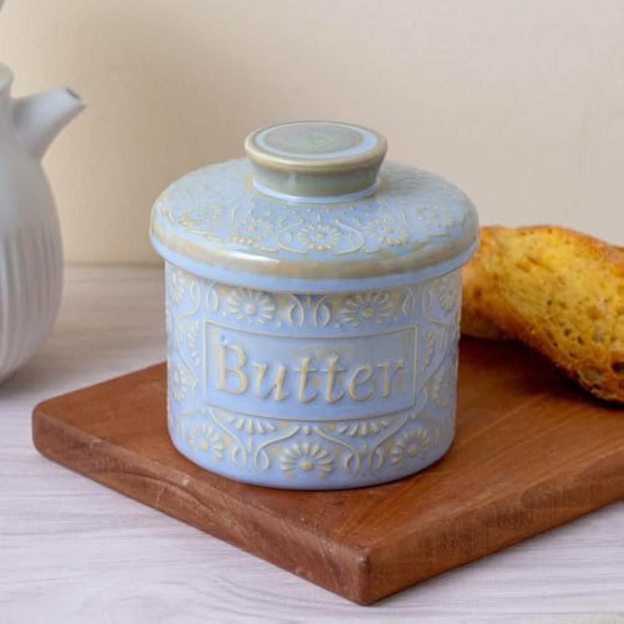 Butter Crock with Lid for Kitchen Storage and Decor