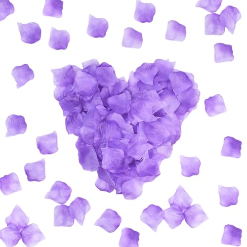 SOFPLATE 1000 pieza + Pétalo de Rosa Púrpura Pétalos de Flor Púrpura Tela de Color Degradado Artificial Confeti de Flores Artificiales para Boda Adorno para Esparcir En el Pasillo para Decoración de M