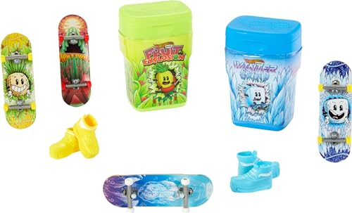 Hot Wheels Skate Fingerboards & Skate Shoes, 2 Flavor Containers with 2 Exclusive Boards & 1 Pair of Removable Shoes in Portable Storage Containers
