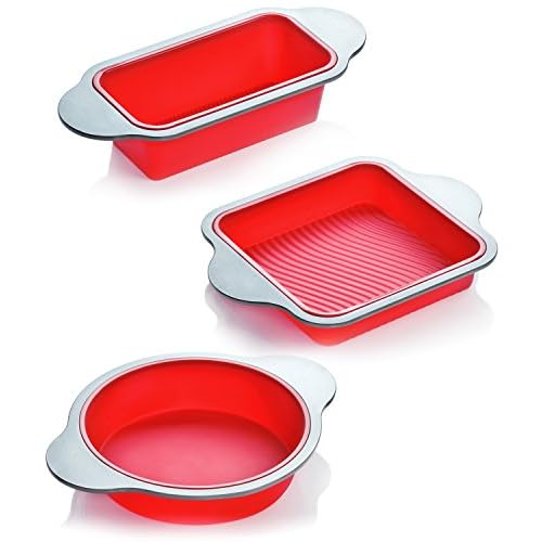 Silicone baking set with steel frame: Premium bakeware sets with silicone molds for baking | Non-stick silicone bakeware | Durable baking pans set