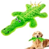 MAOOOOB No Stuffing Dog Squeak Toys- Chew Toys for Small Medium Large Breed- Durable Puppy Teething Interactive to Keep Them Busy- Best Birthday Gift(Crocodile)