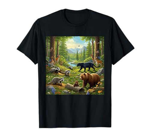 Trees Wildlife Nature Animal Bear Outdoor Forest Woodland T-Shirt