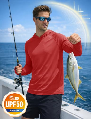 Image of KEFITEVD Men's Sun Hoodie Long Sleeve Fishing UPF 50+ SPF Quick Dry Shirts