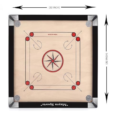 Image of Pro Play Priminum Wooden Carrom Board for Kids & Adults with Coins Striker and Boric Powder (Full Size 32 * 32 with Carrom Stand)