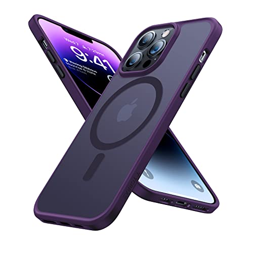 TORRAS Stronger Magnetic for iPhone 13 Pro Case, 12FT Military Grade Drop Tested, Compatible with MagSafe, Slim Protective Matte Silicone for iPhone 13 Pro Phone Case, Translucent Purple