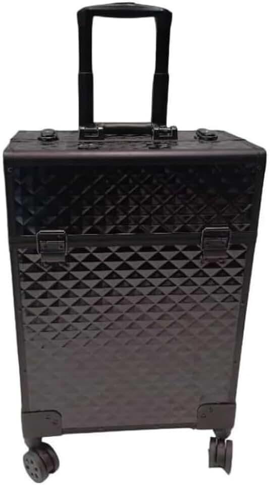 Maleta de Maquiagem Full Black Organizador Profissional Com Rodinhas Compartimentos Ajustáveis e Design Reforçado Para Maquiadores De Viagem