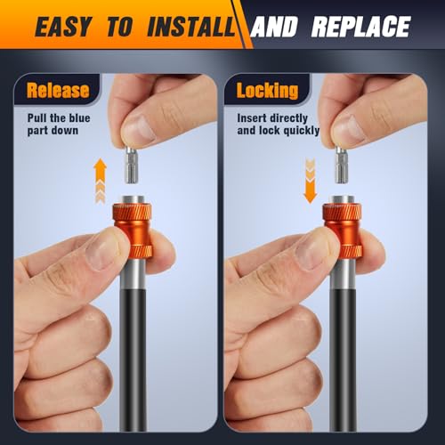 Sopclane 4Pcs Drill Bit Extension Set,Magnetic Drill Screwdriver Bit Holder Extender with Aluminum Sleeve,1/4 Inch Hex Shank Quick Release Bit Holder for Drill, 2-3/8\", 4\", 6\", 12\" Long