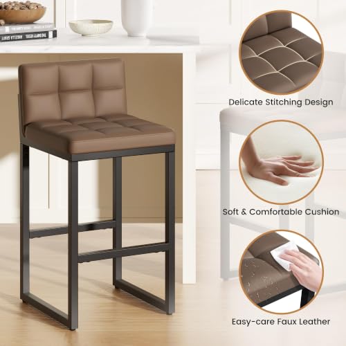 Image of Bar Stools Set of 2, Modern Counter Coffee Height Barstools