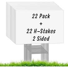 22Pcs Blank Yard Signs with Stakes, IKAYAS 17X12inch White Garden Yard Signs Yard Sale Signs Corrugated Plastic Signs for Party Decorations,Garage Sale, Guidepost, Open House