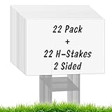 22Pcs Blank Yard Signs with Stakes, IKAYAS 17X12inch White Garden Yard Signs Yard Sale Signs Corrugated Plastic Signs for Party Decorations,Garage Sale, Guidepost, Open House