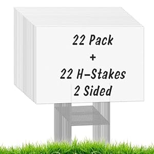 22Pcs Blank Yard Signs with Stakes,...