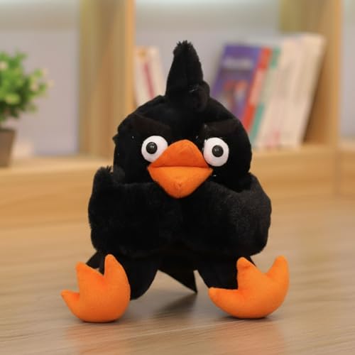 Image of Tickles Standing Angry Bird Cartoon Character Soft Stuffed Plush Toy for Kids Birthday Gifts (Color: Black Size: 30 cm)