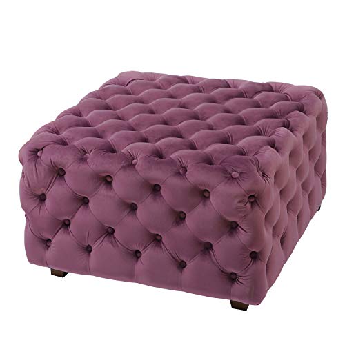 Homebeez Velvet Ottoman Bench Cube Foot Rest Stool Square Coffee Table, 27.2" W (Purple)