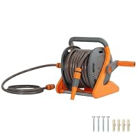Outsunny Portable Garden Hose Reel 20+2 m Wall Mounted Hose Reel Orange