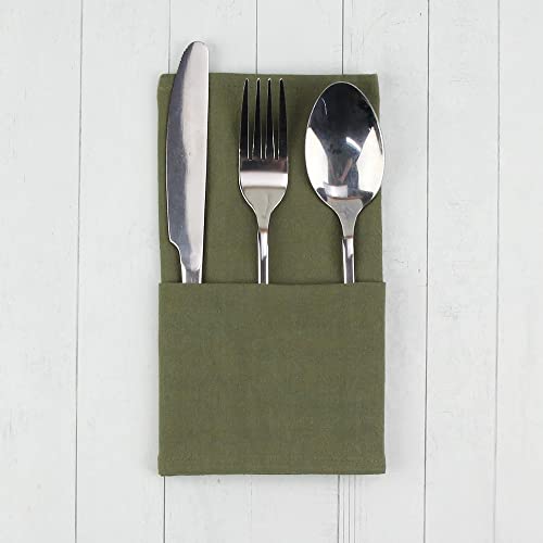 Infei Plain Color Dinner Cloth Napkins, Set Of 12 (15.7 X 11.8 Inches), Washable Cotton Kitchen Table Napkin, For Cocktail Parties, Weddings, Hotel & Home Use (Army Green) #TOP7