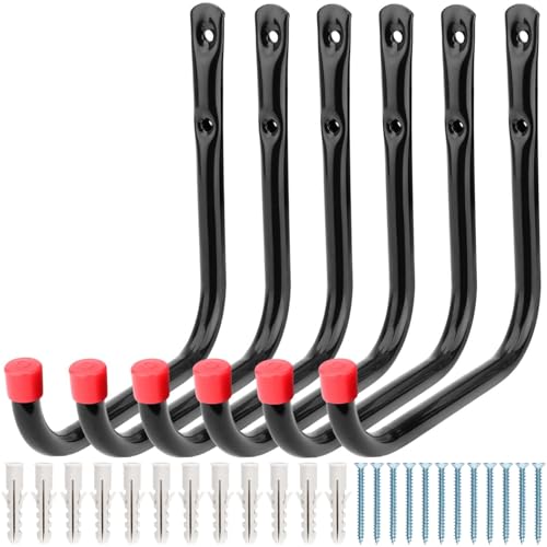 Heavdace Gancio per garage 17 cm, robusto gancio da parete in acciaio per l'organizzazione di attrezzi da giardino, scale, biciclette