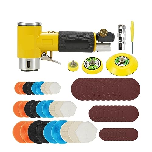 Esmeriladora de banco Mini lijadora de aire Orbital de 2/3 , pulidora neumática, amoladora, pulidora Orbital de doble acción, juego de papel de lija de 80 Uds.