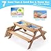 Geelife 3-in-1 Kids Outdoor Wooden Picnic Table with Umbrella, Convertible Sand & Water, Gray