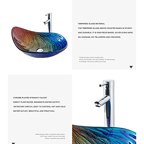 LWX Tropfenform-Kunstbecken, Badezimmer-Waschbecken-Set Aus Gehärtetem Glas, Farbe Art Basin Tropfenform-Waschbecken, Für Zuhause, Hotel, Restaurant,Brown a