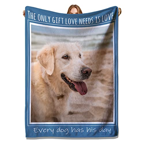 YUzzles Decke mit personalisierten Fototexten, Bilder Collage Throw Blankets, für Paare Freunde Familie Haustiere Geschenke (1 Fotos)